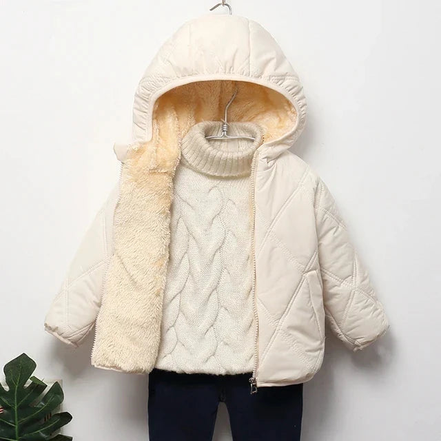 Multivariant Padded Jacket with Hood and Zip for Children-12